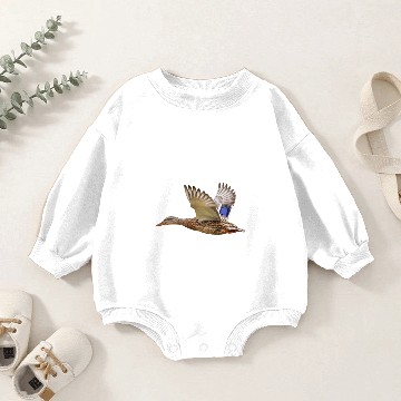 Discover Duck Gift Mallard Duck in Flight Ornithology Baby Romper Sweatshirts