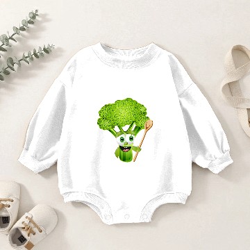 Discover Funny comic broccoli roses with cooking spoon Baby Romper Sweatshirts