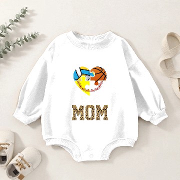 Discover Baseball Gift Mom Funny Volleyball Baseball Softball Basketball Ball Funny Baby Romper Sweatshirts