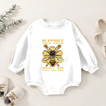 Discover Bee Beekeeping Support Your Local Honey Bee Save Bees Beekeeper Baby Romper Sweatshirts