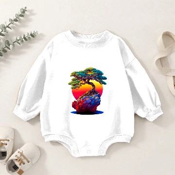 Discover Bonsai Tree Sunset Baby Romper Sweatshirts