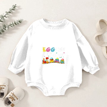 Discover Tractor driving egg hunt is on tractor easter bunny eggs boys kids toddler Baby Romper Sweatshirts