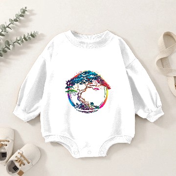 Discover Bonsai Enso zen circle tree Japan spirituality rainbow Baby Romper Sweatshirts