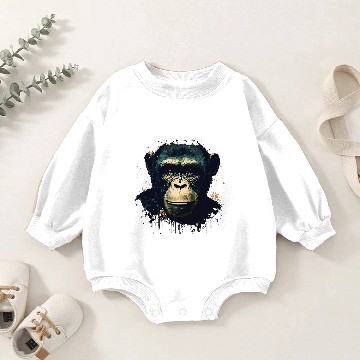 Discover Chimpanzee Monkey Portrait Baby Romper Sweatshirts