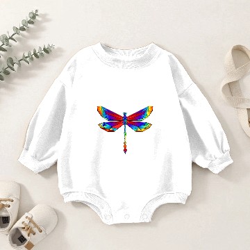 Discover Colourful Polygon Dragonfly I Geometry I Dragonfly Baby Romper Sweatshirts