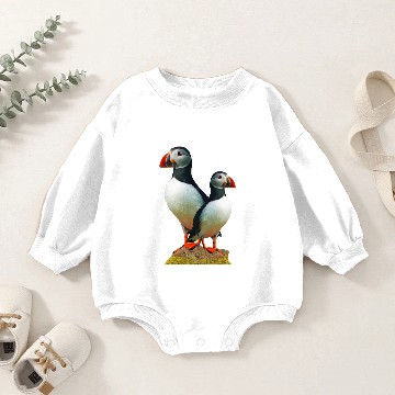 Discover LetterTrunk Puffin Bird Beach Birding Baby Romper Sweatshirts