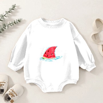 Discover Ocean Shark Fish Fin Watermelon Melon Summer Tropical Fruit Baby Romper Sweatshirts