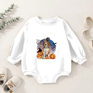 Discover Dog Halloween Beagle Jack O Lantern Pumpkin Moon 69 Baby Romper Sweatshirts