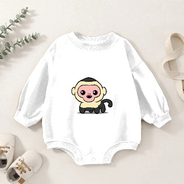 Discover Monkey Lover Chibi Kawaii Capuchin Monkey Forest Primate Animal Lover50 Baby Romper Sweatshirts