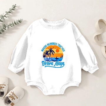 Discover Retro Riviera Maya Mexico Palm Tree Beach Summer Vacation Baby Romper Sweatshirts