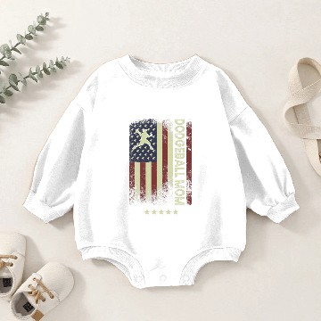 Discover USA American Flag Dodgeball Mom Baby Romper Sweatshirts