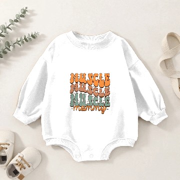 Discover Muscle Mommy Retro Groovy Fitness Weightlifting Workout Gym Baby Romper Sweatshirts
