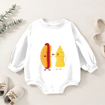 Discover HOT DOG & MUSTARD HIGH FIVE Baby Romper Sweatshirts