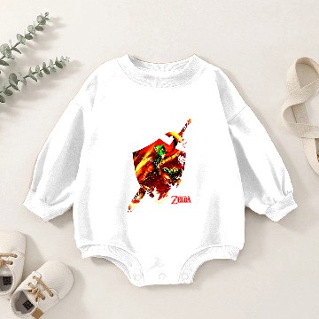 Discover Nintendo Zelda Link Sword Shield Fire Border Graphic Baby Romper Sweatshirts