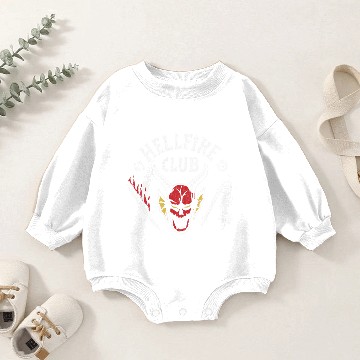 Discover Stranger Things 4 Hellfire Club Skull & Weapons Baby Romper Sweatshirts Baby Romper Sweatshirts