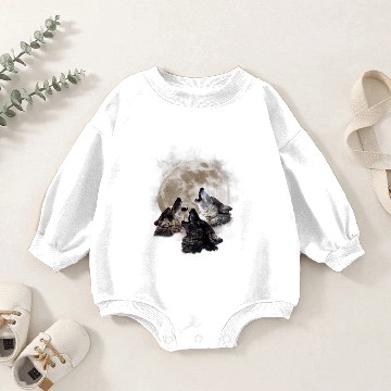 Discover Three Wolves Howling at the Moon Wolf Lover Baby Romper Sweatshirts