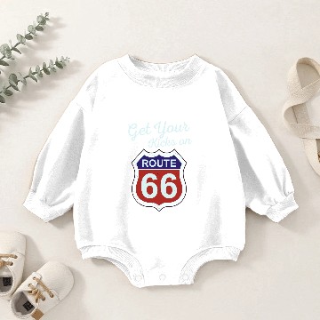 Discover Get Your Kicks - Route 66 - Distressed 60's Baby Romper Sweatshirts