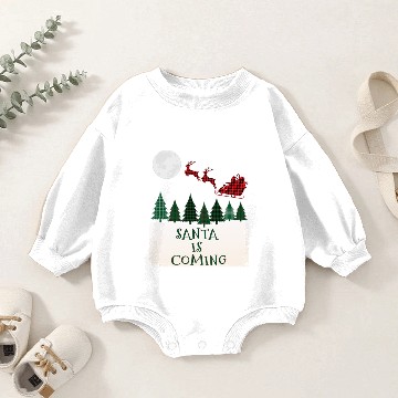 Discover Santa is Coming Tartan Present Christmas Tree Baby Romper Sweatshirts