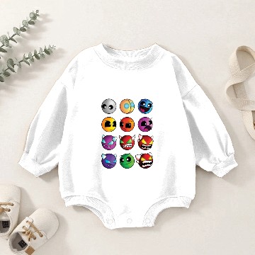 Discover geometry dash difficulty demon faces Baby Romper Sweatshirts