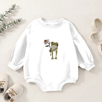 Discover Flower Frog Embroidered Crewneck Baby Romper Sweatshirts