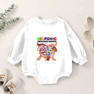 Discover Hispanic Heritage Month All Countries Flags Heart Hands Baby Romper Sweatshirts