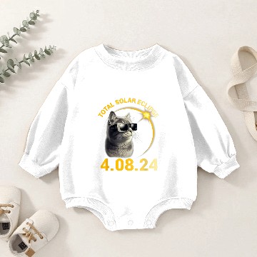 Discover Solar Eclipse 2024 Total Eclipse April 8th 2024 Cat Tie Dye Baby Romper Sweatshirts