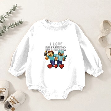 Discover I Love Miners Funny Minecraft Gag Baby Romper Sweatshirts
