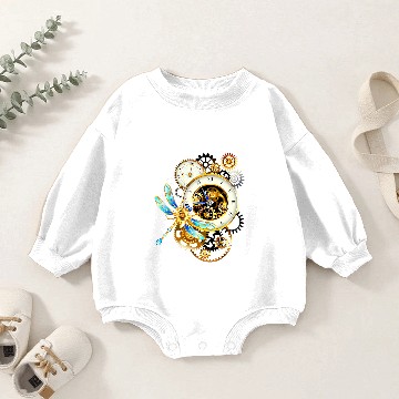 Discover Steampunk Dragonfly Clock Baby Romper Sweatshirts