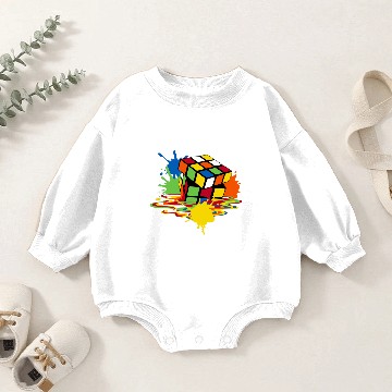 Discover Melting Rubiks Cube - Melting Rubiks Cube - Baby Romper Sweatshirts