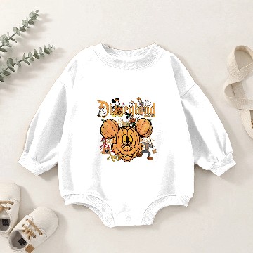 Discover Retro Disneyland Est 1955 Mickey Mouse Halloween Hawaiians, Mickey Halloween Pumpkin Hawaiians Baby Romper Sweatshirts
