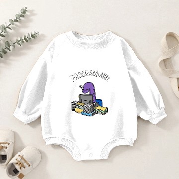 Discover Dinosaur Pet Programmer Dinosaur at Computer Funny Brontosaurus Baby Romper Sweatshirts