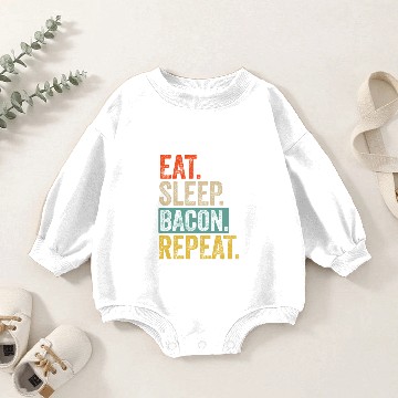 Discover Eat sleep bacon repeat retro vintage Baby Romper Sweatshirts