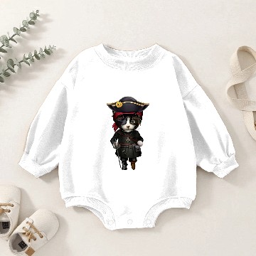 Discover Pirate Cat Funny Kitten Eye Patch Hook Jolly Roger Flag32 Baby Romper Sweatshirts