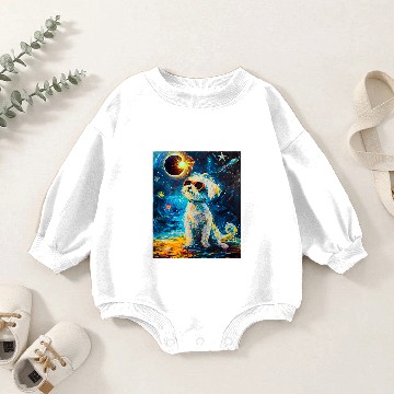 Discover Total Solar Eclipse Maltese Dog Baby Romper Sweatshirts