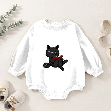 Discover Grumpy Reading Cat Book Lovers Reading Book 1 Baby Romper Sweatshirts