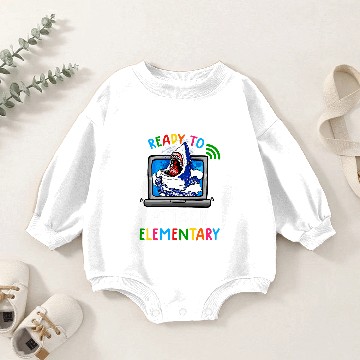 Discover Ready To Attack Virtual Elementary Shark Back To School Baby Romper Sweatshirts