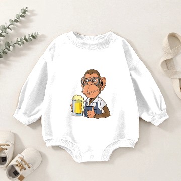 Discover Ape Drinking Beer Drunk Monkey Gorilla Beer Drinker Baby Romper Sweatshirts
