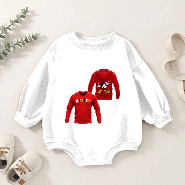 Discover Red zip-up Mickey Mouse Paris Baby Romper Sweatshirts