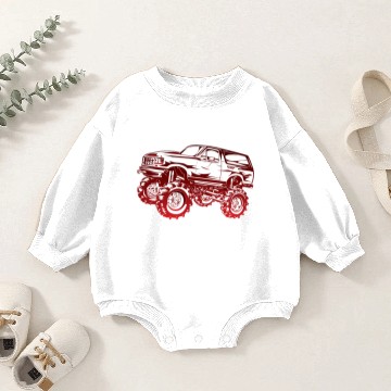 Discover Mega Mud Ford Bronco Red Baby Romper Sweatshirts