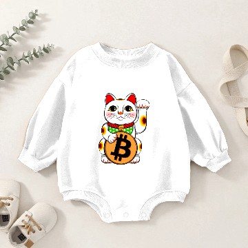 Discover Bitcoin Lucky Cat Maneki Neko Baby Romper Sweatshirts
