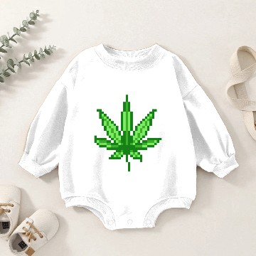 Discover 8-Bit Weed Leaf Baby Romper Sweatshirts