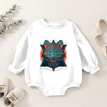Discover Stylized Hipster Wolf Baby Romper Sweatshirts
