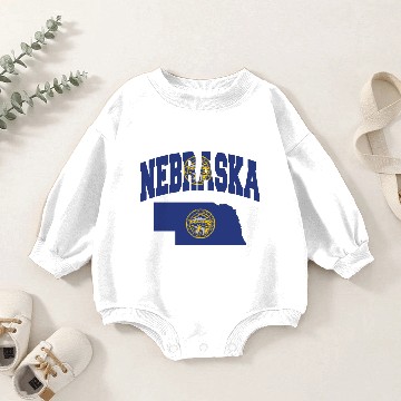Discover Nebraska Flag Map Baby Romper Sweatshirts