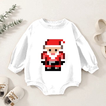 Discover Santa 8 bit Baby Romper Sweatshirts