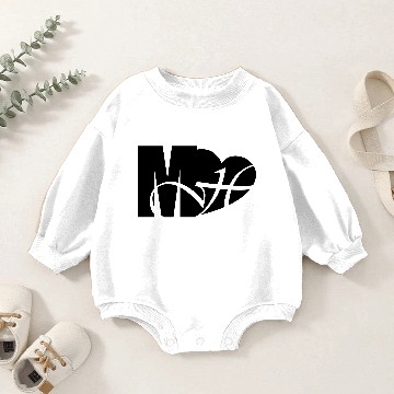 Discover Mo Heart Solid Black Baby Romper Sweatshirts