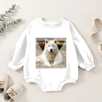 Discover Ivory wolf Baby Romper Sweatshirts