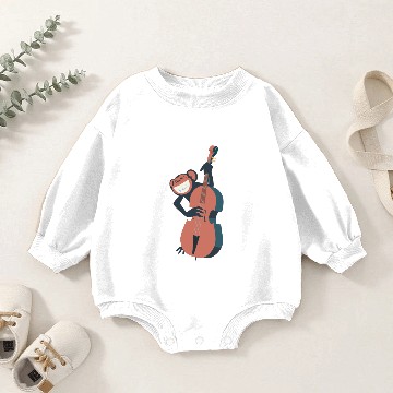 Discover ape playing cello Baby Romper Sweatshirts