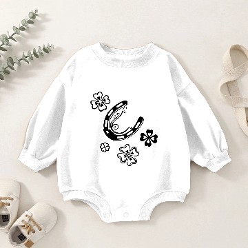 Discover Horseshoe with shamrocks. Luck, lucky charm. Baby Romper Sweatshirts
