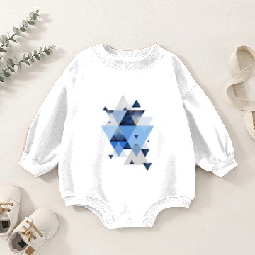 Discover Geometric Triangles in Indigo Blue Baby Romper Sweatshirts