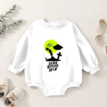 Discover Death Before Decaf Baby Romper Sweatshirts